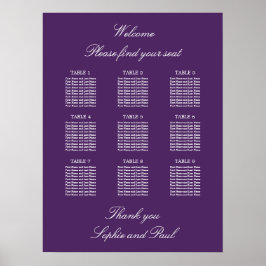 Dunkles Lila 9-Tisch-Hochzeitsdiagramm-Poster Poster
