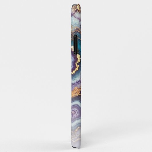 Dunkles Lila Aquamarines blaues Gold-Marmor Kunstm Case-Mate iPhone Hülle (Hinten/Rechts)