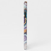 Dunkles Lila Aquamarines blaues Gold-Marmor Kunstm iPhone Hülle (Rechte Seite)