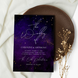 Dunkles Lila Aquarell Magisches Gold Foto Einladung