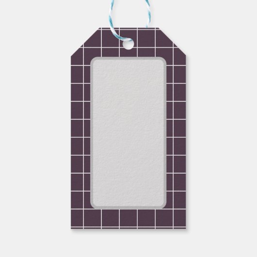 Dunkles lila ästhetisches Rastermuster Geschenkanhänger (Rückseite)