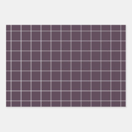 Dunkles lila ästhetisches Rastermuster Geschenkpapier Set