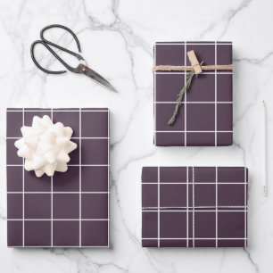 Dunkles lila ästhetisches Rastermuster Geschenkpapier Set