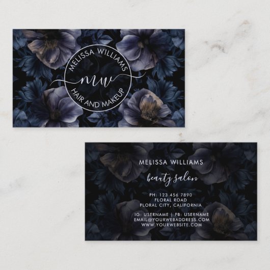 Dunkles Lila-Blumen-Logo Visitenkarte (Vorne/Hinten)