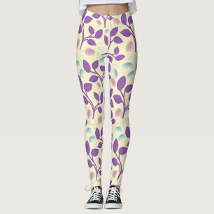 Dunkles Lila Blumenmuster Ästhetisch Nahtlos Leggings