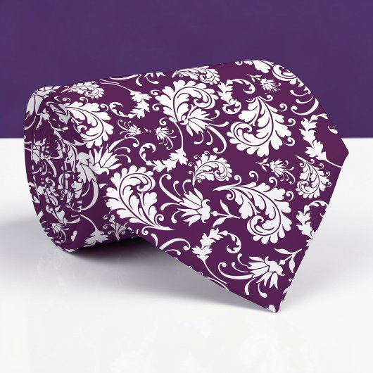 Dunkles lila Blumenmuster-individuelle Krawatte