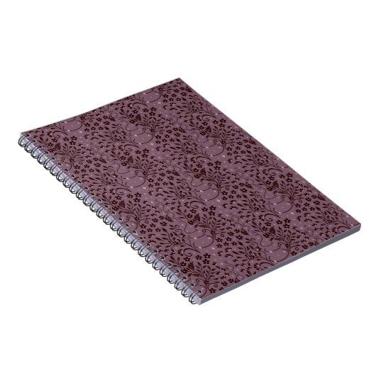 Dunkles lila Blumenmuster mit Sternen Notizblock (Rechte Seite)