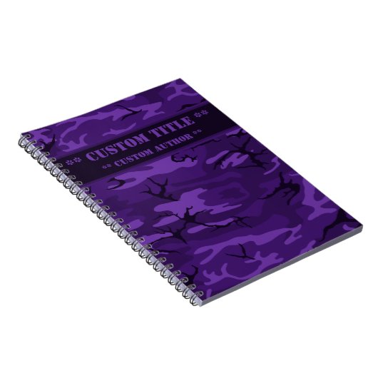 Dunkles Lila Camouflage-Notebook mit Titel/Autor-B Notizblock (Rechte Seite)