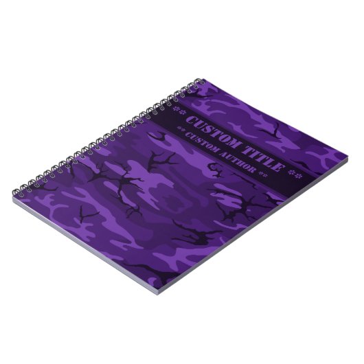 Dunkles Lila Camouflage-Notebook mit Titel/Autor-B Notizblock (Linke Seite)