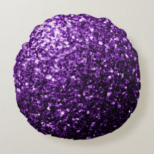 Dunkles Lila-farbenes glänzendes Glitter Funkeln Rundes Kissen