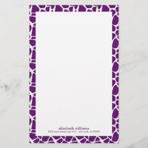 Dunkles lila Giraffen-Muster Briefpapier