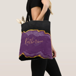 Dunkles Lila Gold mit Ihrem Namen Tasche