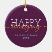 Dunkles lila Happy Danksagung Keramik Ornament (Hinten)