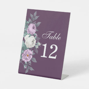 Dunkles lila Hochzeitstisch-Nummernschild Sockelschild