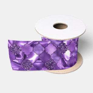 Dunkles Lila marokkanisches Quatrefolienmuster Satinband