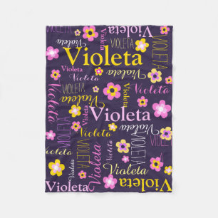 Dunkles lila rosa Gelb genannt Violeta-Blumen Fleecedecke
