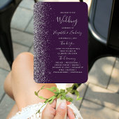 Dunkles Lila Silber Glitter Rand Hochzeitsprogramm Fächer