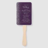 Dunkles Lila Silber Glitter Rand Hochzeitsprogramm Fächer (Vorderseite)