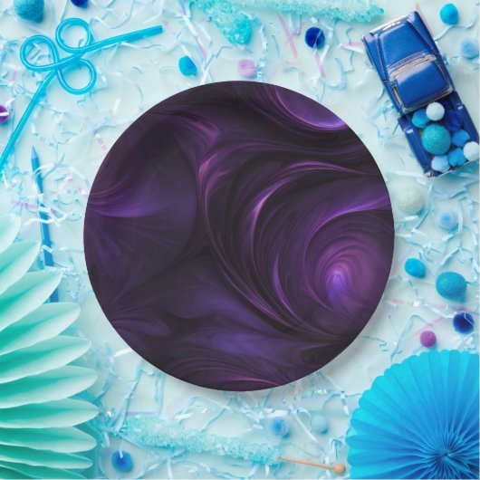 Dunkles Lila Swirbeldesign Pappteller (Party)