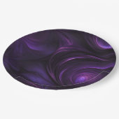 Dunkles Lila Swirbeldesign Pappteller (Schrägansicht)