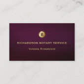 Dunkles Lila und Gold Monogram Sleek Notary QR Fot Visitenkarte (Vorderseite)