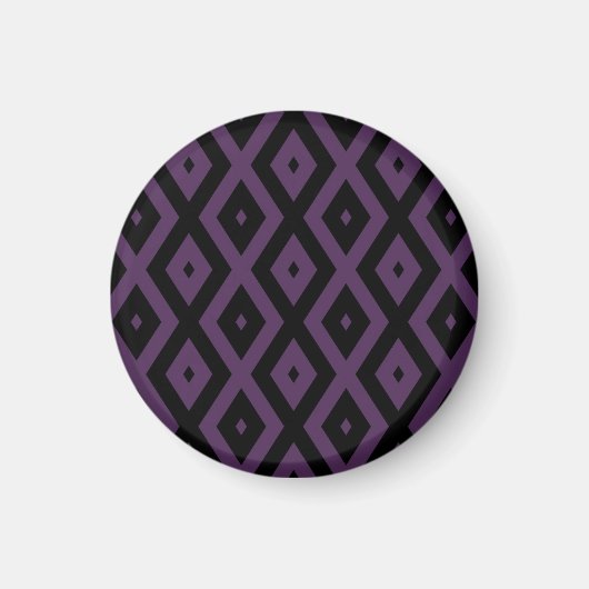 Dunkles lila und schwarzes Diamantmuster Magnet (Vorne)