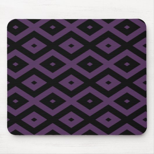 Dunkles lila und schwarzes Diamantmuster Mousepad (Vorne)