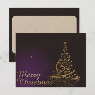 Dunkles lila Weihnachtsmotiv mit goldenem Weihnach Einladung