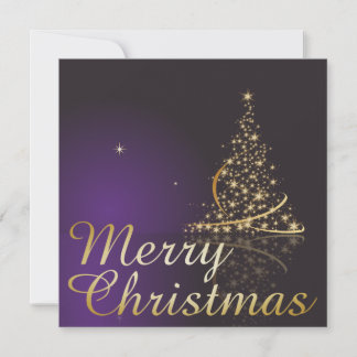 Dunkles lila Weihnachtsmotiv mit goldenen Weihnach Einladung