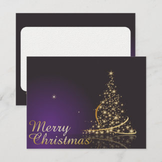 Dunkles lila Weihnachtsmotiv mit goldenen Weihnach Einladung