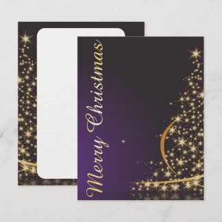 Dunkles lila Weihnachtsmotiv mit goldenen Weihnach Einladung