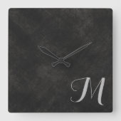 Dunkles Limon Wash Luxurious Monogram Quadratische Wanduhr (Vorderseite)