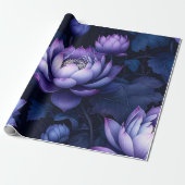Dunkles Lotus Night Wrapping Paper Geschenkpapier (Ungerollt)