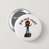 Dunkles Mädchen auf Soapbox Button (Vorne & Hinten)