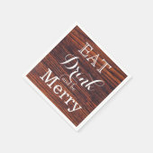 Dunkles Mahagoniholz | essen - trinken - fröhlich Serviette (Ecke)