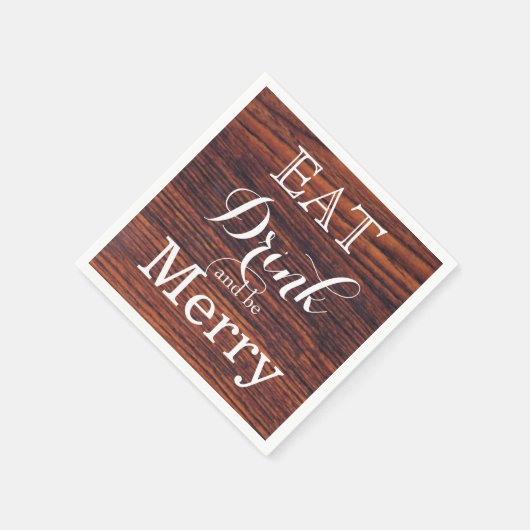 Dunkles Mahagoniholz | essen - trinken - fröhlich Serviette (Ecke)