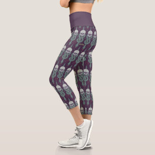 Dunkles Mal Geometrisches Icon-Muster Capri Leggings