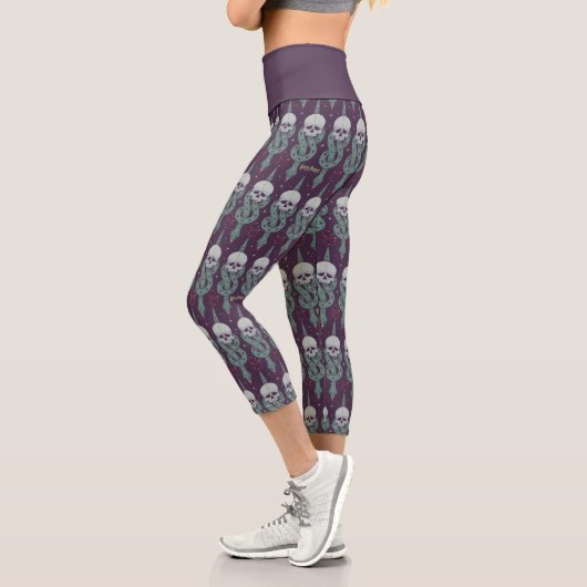 Dunkles Mal Geometrisches Icon-Muster Capri Leggings (Links)