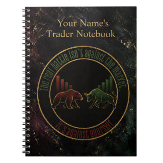 Dunkles Marmor Bull Bear Trader Design Notizblock