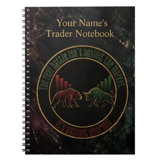 Dunkles Marmor Bull Bear Trader Design Notizblock (Vorderseite)