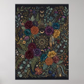 Dunkles maximalistisches Blumenposter Poster (Vorne)