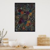 Dunkles maximalistisches Blumenposter Poster (Küche)