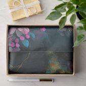 Dunkles Meer Blauer Vogel Chinoiserie Kirschblüten Seidenpapier (Geschenk)