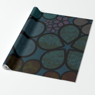 Dunkles mehrfarbiges BlumenPackpapier Geschenkpapier