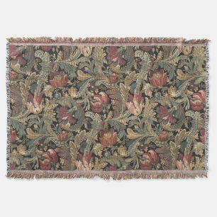 Dunkles, melancholisches, vintage-blumiges botanis decke