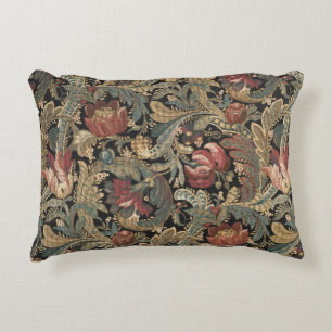 Dunkles, melancholisches, vintage-blumiges botanis dekokissen