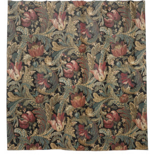 Dunkles, melancholisches, vintage-blumiges botanis duschvorhang