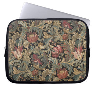 Dunkles, melancholisches, vintage-blumiges botanis laptopschutzhülle