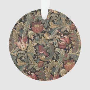 Dunkles, melancholisches, vintage-blumiges botanis ornament