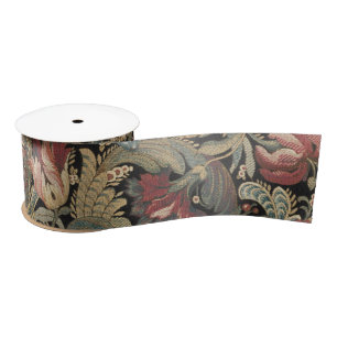 Dunkles, melancholisches, vintage-blumiges botanis satinband